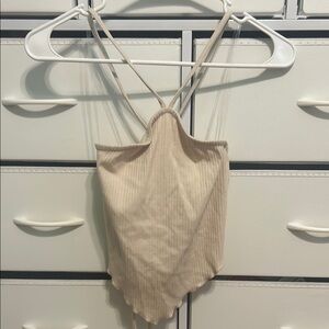 Wild Fable Beige Ribbed Tank Top